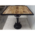 Industrial Jack Crank Bar Table Square Mango Top Wood Iron Encadré